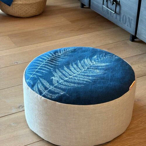 Coussin de sol, pouf de sol en lin naturel — Fougère gardienne des secrets