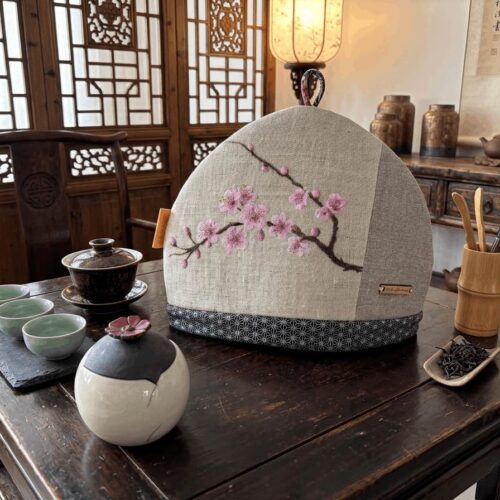 Cosy pour théière en fonte — Peinture main Inspiration Sakura (S4)