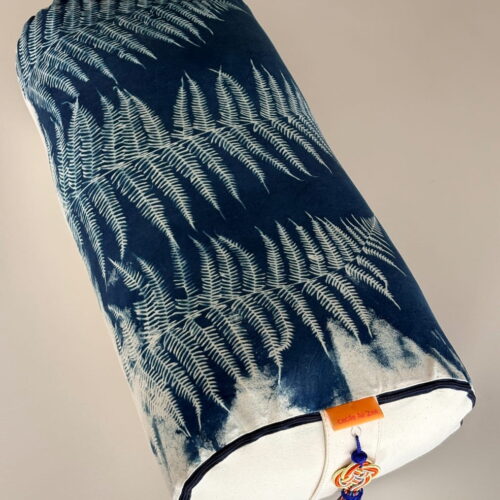Bolster de yoga — coussin traversin ovale — Cyanotype 3 fougères