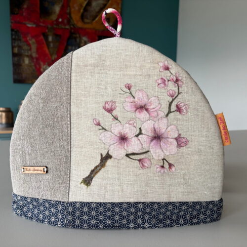 Cosy pour théière en fonte — Peinture main Inspiration Sakura (S3)