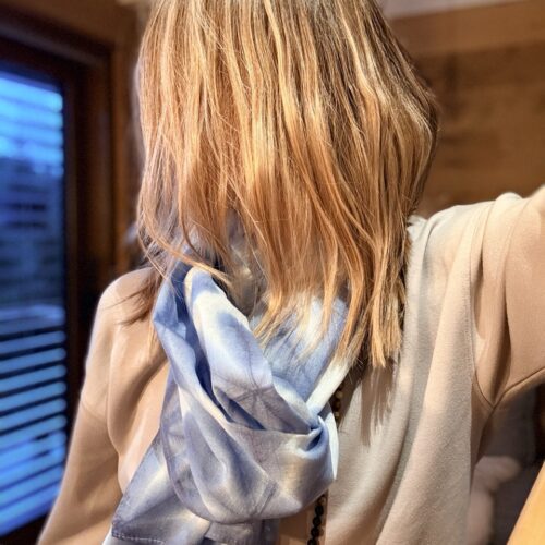 Scarf — Hana Koshi Shibori, a one-of-a-kind piece created at the Kyoto Shibori Museum