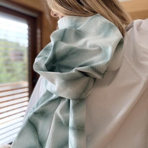 Scarf — Hana Koshi Shibori, one-of-a-kind piece made with Japanese pigments, mint color