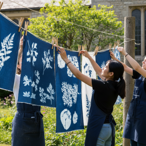 Atelier - RESERVATION découverte du cyanotype sur tissu (lin et coton) -  MORGES,  25/10/2026, 14h - 17h