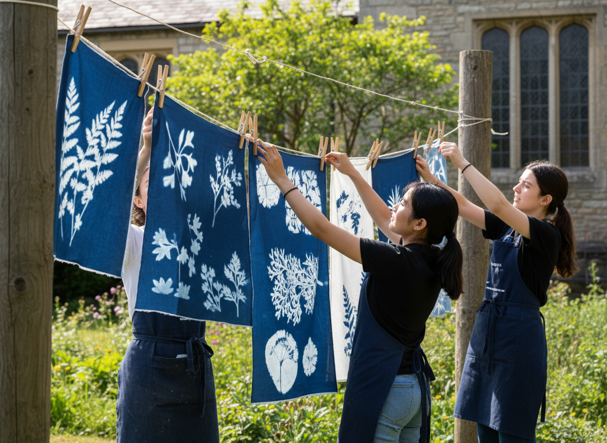 Atelier - RESERVATION découverte du cyanotype sur tissu (lin et coton) -  MORGES,  25/10/2026, 14h - 17h